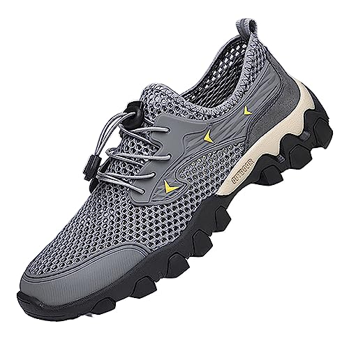 Sandalen Herren 41 Sommer atmungsaktive Mesh-Schuhe Sport- und Freizeitschuhe Herren-Wanderschuhe Tourismus- und Wanderschuhe Mesh-Schuhe Walking Schuhe Herren 45 (Grey, 42) von Generic