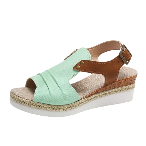 Sandalen für Damen, Sommer, Keilabsatz, klassisch, Sommer, Keilabsatz, bequeme Schuhe, Flip-Flops, Strandsandalen, Wandersandalen, Mintgrün 1, 39 EU Sandalen für Damen, Sommer, Keilabsatz, klassisch, Sommer, Keilabsatz, bequeme Schuhe, Flip-Flops, Strandsandalen, Wandersandalen, Mintgrün 1, 39 EU von Generic