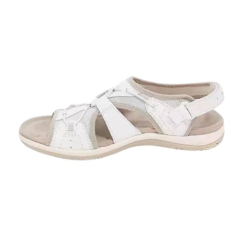 Sandaletten Damen Flach Elegant Weite H: Leicht Orthopädische Sandalen Sommer Bequem Strandschuhe Hohl Weichen Sohlen Outdoorsandalen Retro Breathable Sport Sandalen Rutschfest Casual Wanderschuhe von Generic