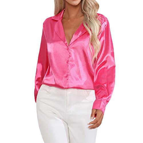 Satin Bluse Damen Glänzend Langarm: Bluse Damen Elegant Festlich Pink Hemdbluse Bügelfrei Longbluse Sommer Sommerbluse/Seidenbluse/Musselin Bluse/Mittelalter Bluse/Shirtbluse/Tunika Bluse Satin Bluse Damen Glänzend Langarm: Bluse Damen Elegant Festlich Pink Hemdbluse Bügelfrei Longbluse Sommer Sommerbluse/Seidenbluse/Musselin Bluse/Mittelalter Bluse/Shirtbluse/Tunika Bluse von Generic