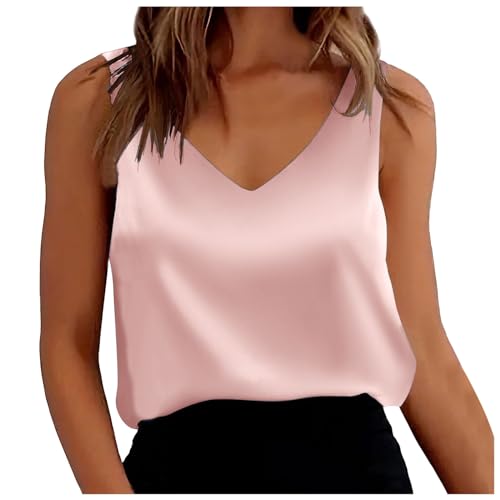 Satin Tank Top Damen Sommer - Ärmellose Bluse Damen Elegant Seidenbluse Seidentop T Shirt V Ausschnitt Weste Lässige Locker Sexy Seide Camisole Blusenshirt Tanktops & Träger-Tops Frauen Satin Tank Top Damen Sommer - Ärmellose Bluse Damen Elegant Seidenbluse Seidentop T Shirt V Ausschnitt Weste Lässige Locker Sexy Seide Camisole Blusenshirt Tanktops & Träger-Tops Frauen von Generic