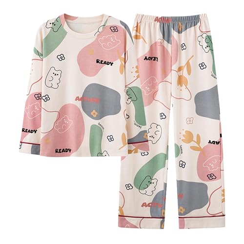 Schlafanzug Damen Lang Kawaii Zweiteiler Pjama Nachtwäsche mit Rundhals Tops und Bequeme Pyjamahose Pjama Set für Damen Frauen Morgenmantel Sleepwear Hausanzug Schlafanzug Damen Lang Kawaii Zweiteiler Pjama Nachtwäsche mit Rundhals Tops und Bequeme Pyjamahose Pjama Set für Damen Frauen Morgenmantel Sleepwear Hausanzug von Generic