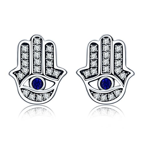 Schmuck,925 Sterling Silber Mode Hamsa Hand klar CZ Ohrstecker für Frauen Sterling Silber Schmuck Geschenk von Generic