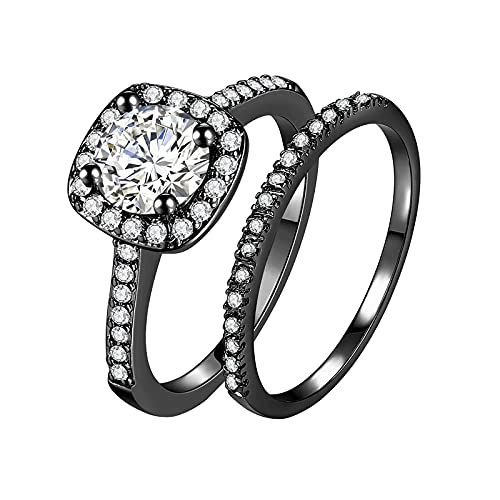 Schmuck-Geschenk Fingergröße Ringe Paare Strass Ring Legierung Damen Herren 611 Ringe kleines Mädchen Ring Set, Schwarz , 9 von Generic