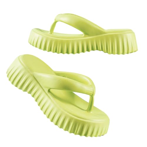 Schuhe Damen Rose Frau Net rot erhöht Flip-Flops mit dickem Boden im Sommer draußen und trägt einen weichen Boden, tritt auf Sense-Clip-Füße, Stollen-Sandalen-Hausschuhe Hohe Plateau (Green, 39) von Generic