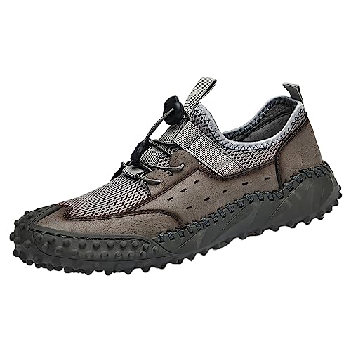 Schuhe Herren 48 Wasserfest Herren-Outdoor-Sportschuhe, lässig, rutschfest, langlebig, Wanderschuhe, atmungsaktives Mesh-Herrenschuhe Schuhe Ohne Schnürsenkel Herren Sneaker (Grey, 41) von Generic