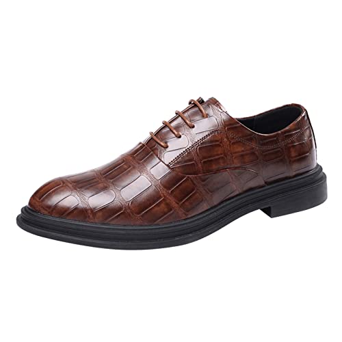 Schuhe Herren Retro 6 Herrenschuhe Klassische Business-Lederschuhe Mode Retro Casual Pattern Lace Up Lederschuhe Schuhe 38 Herren (Brown, 42) von Generic