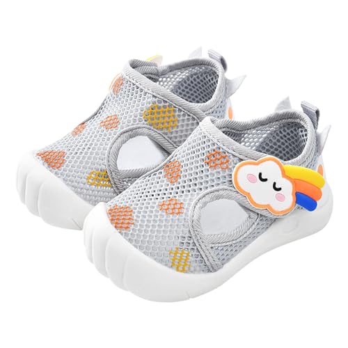 Schuhe Kinder Mädchen 24 Sommer Kinderschuhe 0 3 alt Babyschuhe Cartoon Indoor rutschfeste dünne Kleinkindschuhe Sommer Mesh Babyschuhe mit weicher Sohle Sandalen Junge 28 (Grey, 24 Toddler) von Generic