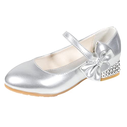 Schuhe Mädchen Hohe Sneaker 36 Kinderschuhe High Heels Mädchen Prinzessin Einzelschuhe Abendschuhe Leistungsschuhe Kinder Kristallschuhe Turnschuhe Damen 37 (Silver, 35 Big Kids) von Generic