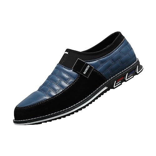Schuhe Sneaker Herren Schwarz Slip Casual für Kleid, Arbeit, formelle Hochzeit, Herrenschuhe, Business-Herren-Lederschuhe Schuhe Herren Retro (Blue, 41) von Generic