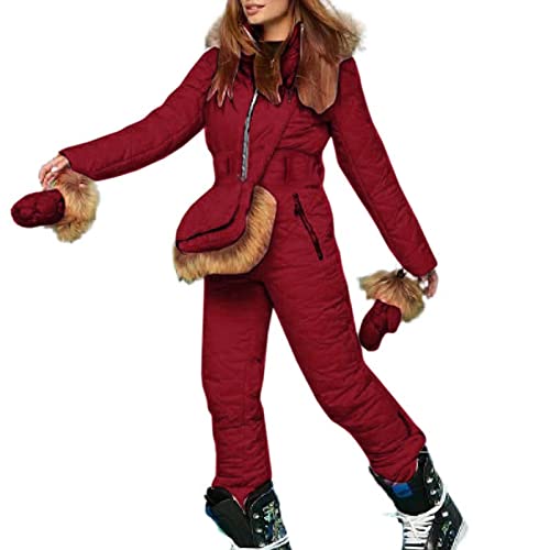 Skianzug Damen Einteiler Skioverall Snowboard Wasserdicht Schneeanzug Winter Warme Schneejacke Skifahren Sätze Outdoor Sport Skisuit Streifen Einteilig Jumpsuit Schneeoverall Overall von Generic