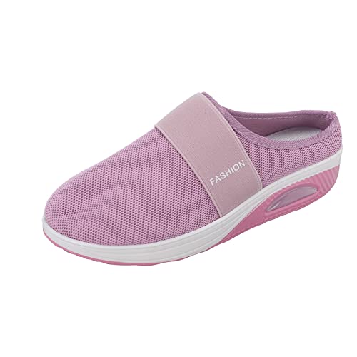 Sneaker Damen Sommer Slipper: Freizeitschuhe Damen Slip On - Schlupfschuhe Hinten Offen Stoffschuhe Mesh Atmungsaktiv Hallenschuhe Weich Leicht Walking Schuhe Luftkissen Loafers Pumps Schuhe von Generic