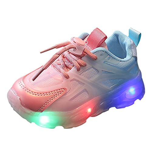 Sneaker Mädchen Silber Mode Licht auf LED Babyschuhe Casual Kinderschuhe Sandalen mit weichen Sohlen Kinder Sportschuhe Hallenschuhe Damen 37 (Pink, 26 Toddler) von Generic
