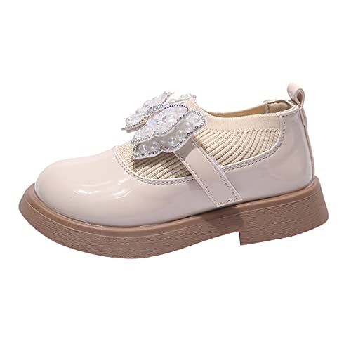 Sneaker Schuhe Mädchen Mädchenschuhe Kleine Lederschuhe Einzelschuhe Tanzschuhe Mädchen Performance Schuhe Kinderhallenschuh (Beige, 35 Big Kids) von Generic