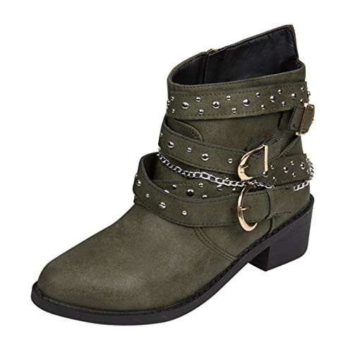 Sommer Gummistiefel stiefeletten Damen und Winter Frauen Stiefel Frauen Stiefel Große Größe Casual Fashion Square Heel Frauen Stiefel (Green, 42) von Generic