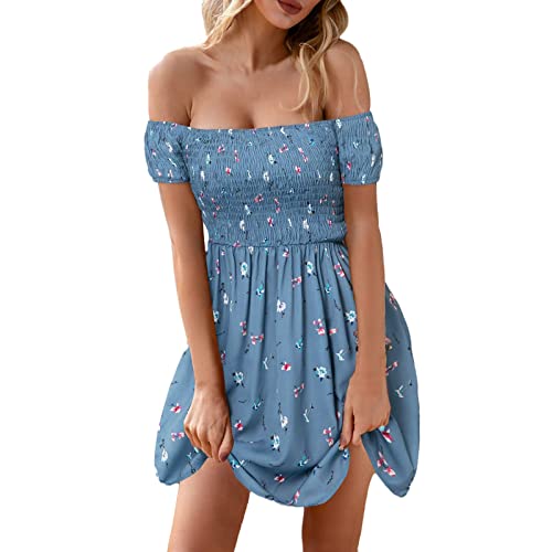 Sommerkleid Damen Bandeau Blumenkleid Sexy Trägerloses Schulterfreies Blumendruck Kleid Strand Lässige Tunika Sommerkleider Casual Loose Rüschen Minikleid Mini Kleid für Frauen Sommerkleid Damen Bandeau Blumenkleid Sexy Trägerloses Schulterfreies Blumendruck Kleid Strand Lässige Tunika Sommerkleider Casual Loose Rüschen Minikleid Mini Kleid für Frauen von Generic