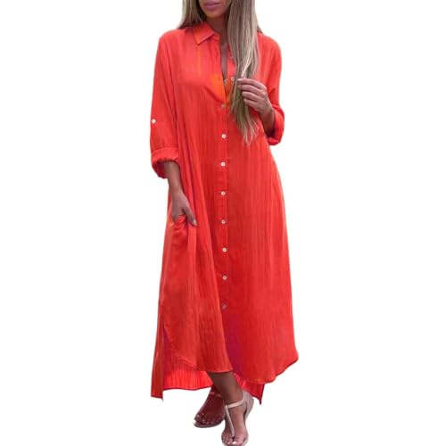 Generic Sommerkleid Damen Lang Leinen Kleider Elegant Langarm Blusenkleid Maxi Kleider Leinenkleid Damen Sommer Strandkleid Hemdblusenkleid Blusenkleid Locker Casual Freizeitkleid Strandkleider Generic Sommerkleid Damen Lang Leinen Kleider Elegant Langarm Blusenkleid Maxi Kleider Leinenkleid Damen Sommer Strandkleid Hemdblusenkleid Blusenkleid Locker Casual Freizeitkleid Strandkleider von Generic