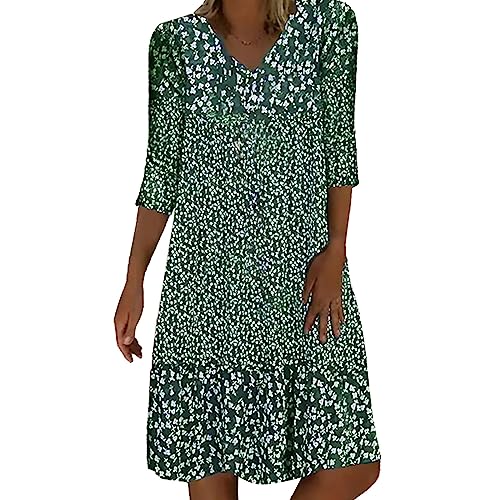 Sommerkleid Damen Leicht Midi Kleid V-Ausschnitt 3/4 Ärmel T-Shirt Kleider Swiss Dot Chiffonkleid Frauen Blusenkleid Boho Strandkleider Vintage Lose Freizeitkleider Dress Sommerkleid Damen Leicht Midi Kleid V-Ausschnitt 3/4 Ärmel T-Shirt Kleider Swiss Dot Chiffonkleid Frauen Blusenkleid Boho Strandkleider Vintage Lose Freizeitkleider Dress von Generic