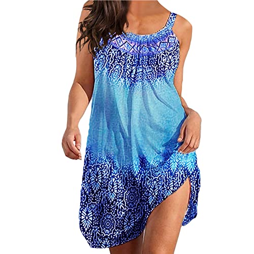 Sommerkleider Damen: Schick Knielang Festlich Boho Kleid Sommerkleid Leicht Luftig Große Größen Kurzarm A Linie Freizeitkleid Midikleid Elegant Curvy mit Blumen Midi Strandkleid Blusenkleid von Generic