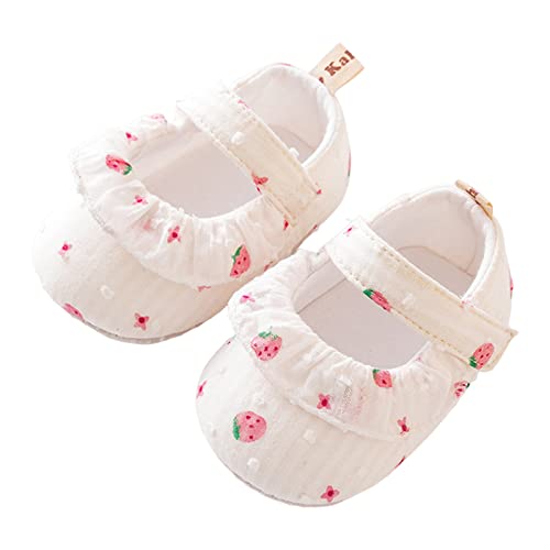 Sommerschuhe Baby Junge Kleinkind-Schuhe mit Erdbeermuster, weiche Sohle, rutschfeste Socken, Baby-Bodenschuhe, Socken für Frühling und Sommer, Bodensocken Schuhe Für Jungs (White, 6-12 Months) von Generic