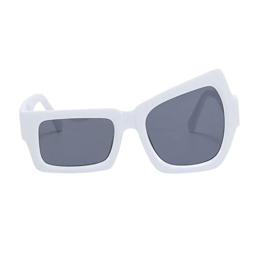 Sonnenbrille Farbige Gläser Übergroße unregelmäßige polarisierte Sonnenbrille für Damen Herren Vintage Shades Lichtschutz Klassische große Sonnenbrille Blaulichtfilter Brille Set (White, One Size) Sonnenbrille Farbige Gläser Übergroße unregelmäßige polarisierte Sonnenbrille für Damen Herren Vintage Shades Lichtschutz Klassische große Sonnenbrille Blaulichtfilter Brille Set (White, One Size) von Generic