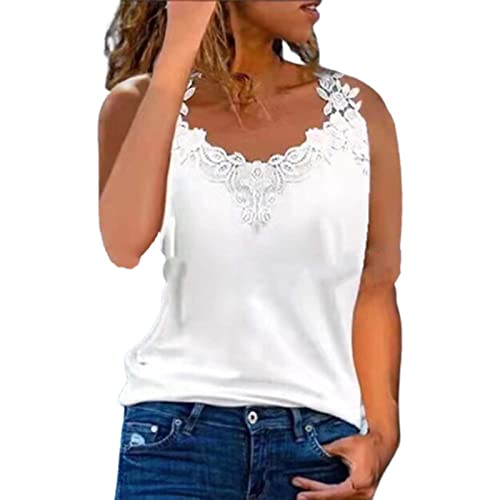 Spitzentop Damen Weiß -Trägertop Damen Sommer -Cami Top Damen Sexy Tank Tops Spitzen Oberteile Slim Fit Ärmelloses T Shirt V Ausschnitte Tunika Bluse Sommertops Luftig Weste Tanktops Frauen Spitzentop Damen Weiß -Trägertop Damen Sommer -Cami Top Damen Sexy Tank Tops Spitzen Oberteile Slim Fit Ärmelloses T Shirt V Ausschnitte Tunika Bluse Sommertops Luftig Weste Tanktops Frauen von Generic