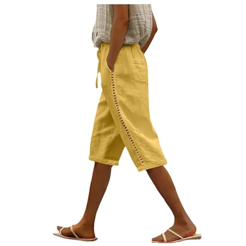 Sporthose Damen 3/4 Leinenhose Kurze Hose Leicht Luftig Sommerhose High Waist Baumwolle Leinen Hose Frauen Freizeithose mit Kordelzug Taschen Stoffhose Loose Bequem Yogahose Haremshosen Sporthose Damen 3/4 Leinenhose Kurze Hose Leicht Luftig Sommerhose High Waist Baumwolle Leinen Hose Frauen Freizeithose mit Kordelzug Taschen Stoffhose Loose Bequem Yogahose Haremshosen von Generic