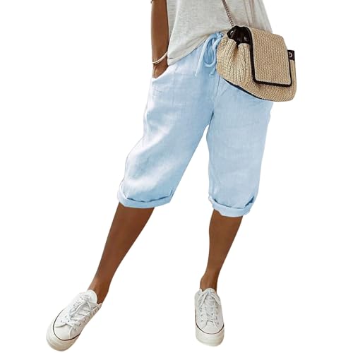 Sporthose Damen 3/4 Leinenhose Kurze Hose Leicht Luftig Sommerhose High Waist Baumwolle Leinen Hose Frauen Freizeithose mit Kordelzug Taschen Stoffhose Loose Bequem Yogahose Haremshosen Sporthose Damen 3/4 Leinenhose Kurze Hose Leicht Luftig Sommerhose High Waist Baumwolle Leinen Hose Frauen Freizeithose mit Kordelzug Taschen Stoffhose Loose Bequem Yogahose Haremshosen von Generic