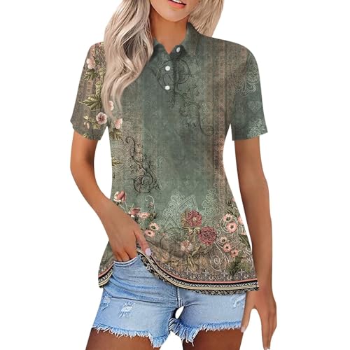 Sportshirt Damen Poloshirt Kurzarm Sport Hemd Elegant Baumwolle Oberteile Sport Polohemd Laufshirt Damen Tunika Top Leichte Arbeitskleidung Locker Tshirt Z011-grün M Sportshirt Damen Poloshirt Kurzarm Sport Hemd Elegant Baumwolle Oberteile Sport Polohemd Laufshirt Damen Tunika Top Leichte Arbeitskleidung Locker Tshirt Z011-grün M von Generic