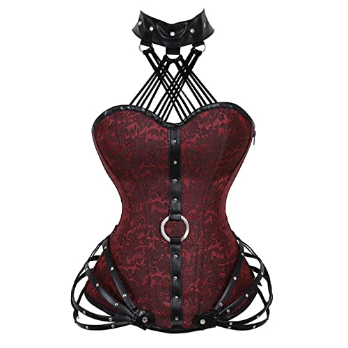 Steampunk Damen Corsage Schwarz, Gothic Korsett Bauchweg Rot-Mittelalter Kleidung Frauen Corsagen Unterbrust Neckholder Bustier Body Shaper Corsets für Halloween Kostüm Karneval Viktorian Palast Steampunk Damen Corsage Schwarz, Gothic Korsett Bauchweg Rot-Mittelalter Kleidung Frauen Corsagen Unterbrust Neckholder Bustier Body Shaper Corsets für Halloween Kostüm Karneval Viktorian Palast von Generic