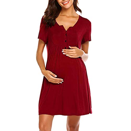 Stillnachthemd Damen Nachthemd Geburt Nachtwäsche Ärmel Umstandsnachthemd V-Ausschnitt Sleepwear mit Knöpfe Gestreift Schlafshirt mit Stillfunktion Stillnachthemd Damen Nachthemd Geburt Nachtwäsche Ärmel Umstandsnachthemd V-Ausschnitt Sleepwear mit Knöpfe Gestreift Schlafshirt mit Stillfunktion von Generic