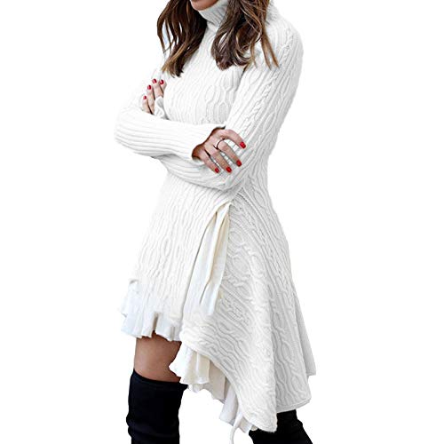 Strickkleid Damen, Pulloverkleid Damen Lang Sexy Pullikleid Enges Schnitt Pulloverkleid Mode Rollkragen Midikleid Winterkleider Sweater Kleid Strick Kleider Elegant Strickpullover Langarmkleid von Generic