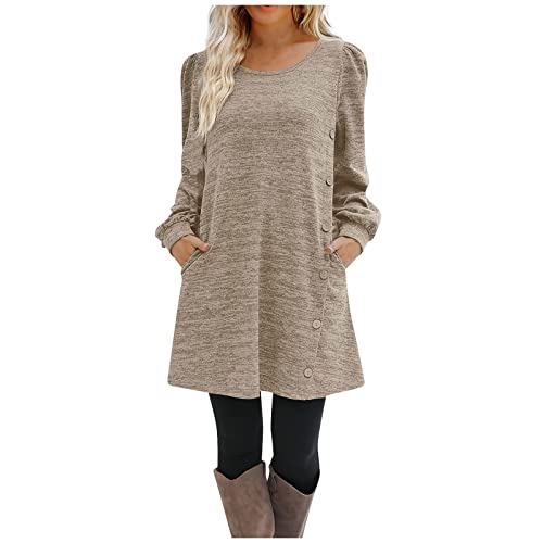 Strickkleid Damen Geschenke Für Frauen, Kleider Für Mollige Frauen Mit Bauch Kleider Kaufen Sexy Kleid Jeans Röcke Bekleidung Leinenkleider Made In Italy Lederrock Mini (Khaki-2, S) von Generic