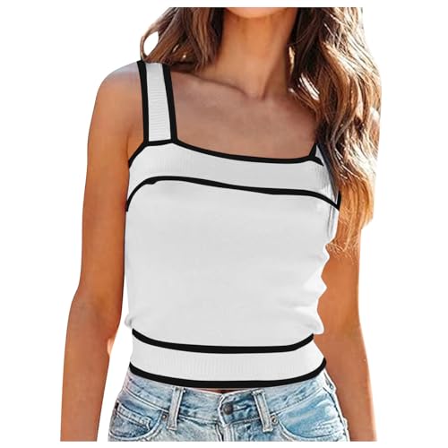 Tank Tops Für Damen Sommer Elegante Ärmellose Tuniken,Tops Damen,Neckholder Top Damen,Bunte Seidenbluse,Umstandsbluse Festlich,Top Bauchfrei Spitze von Generic