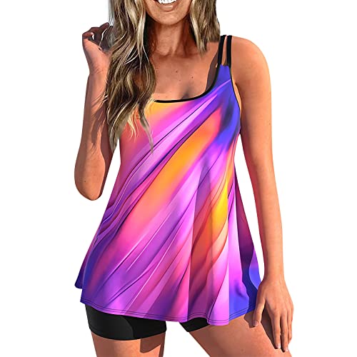 Tankini Damen Bauchweg mit Shorts Bademode Set Push Up Gepolstert Zweiteiliger Badeanzug mit Muster Tankinis Oberteil mit Badeshorts Strandmode Sport Beachwear Tankini Damen Bauchweg mit Shorts Bademode Set Push Up Gepolstert Zweiteiliger Badeanzug mit Muster Tankinis Oberteil mit Badeshorts Strandmode Sport Beachwear von Generic