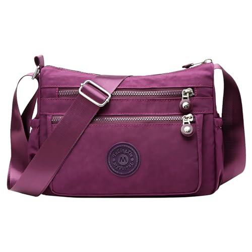 Taschen Damen Mit Geldbörse Umhängetaschen für Herren und Damen, Outdoor-Reisen, Sport, Umhängetaschen, Taschen mit Reißverschlüssen Laufhose Kurz Damen Taschen (Purple, One Size) von Generic