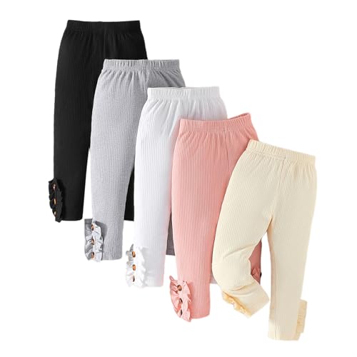 Thermoleggings Mädchen 5-teiliges Set für Kleinkinder, Winter Einfarbig Thermo Leggings Mädchen Gefütterte Leggings Mädchen Warme Thermo Leggings Kinder Thermohose Kinder (Pink, 4-5 Years) von Generic