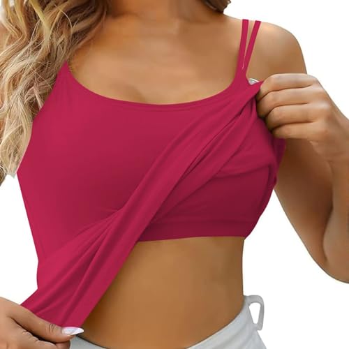 Top Damen, Top mit Integriertem BH Sport Tank Top U Ausschnitt Unterhemden BH Integriert Ohne Bügel Gepolstert Verstellbarer Spaghettiträger Tops für Damen mit Cups Basic Bequeme Tanktops Top Damen, Top mit Integriertem BH Sport Tank Top U Ausschnitt Unterhemden BH Integriert Ohne Bügel Gepolstert Verstellbarer Spaghettiträger Tops für Damen mit Cups Basic Bequeme Tanktops von Generic