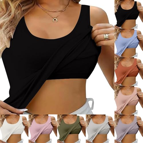 Top Damen, Top mit Integriertem BH Sport Tank Top U Ausschnitt Unterhemden BH Integriert Ohne Bügel Gepolstert Verstellbarer Spaghettiträger Tops für Damen mit Cups Basic Bequeme Tanktops Top Damen, Top mit Integriertem BH Sport Tank Top U Ausschnitt Unterhemden BH Integriert Ohne Bügel Gepolstert Verstellbarer Spaghettiträger Tops für Damen mit Cups Basic Bequeme Tanktops von Generic