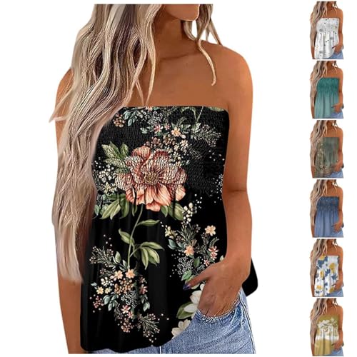 Top Damen Bandeau Tunika Tank Top Mode Strapless Sommer Sexy Tube Boho Boob Gefaltet Plissee Volant Frauen Bustier Trägerlos Schulterfrei Casual Loose Sommertop Oberteile Bluse Shirt Weste Tops Top Damen Bandeau Tunika Tank Top Mode Strapless Sommer Sexy Tube Boho Boob Gefaltet Plissee Volant Frauen Bustier Trägerlos Schulterfrei Casual Loose Sommertop Oberteile Bluse Shirt Weste Tops von Generic