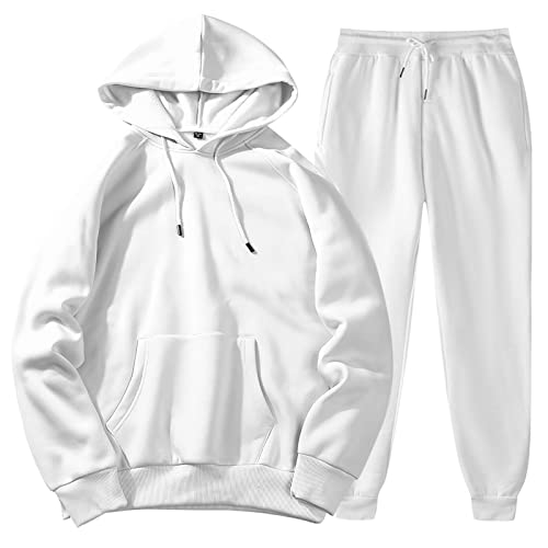 Trainingsanzug Herren, Jogginganzug Herren Sportanzug Freizeitanzug Fitnessanzug Männer Jogging Anzug Baumwolle Oversize Einfarbig Sport Fitness Gym Hoodie Pullover + Lang Hose Tracksuit Set von Generic