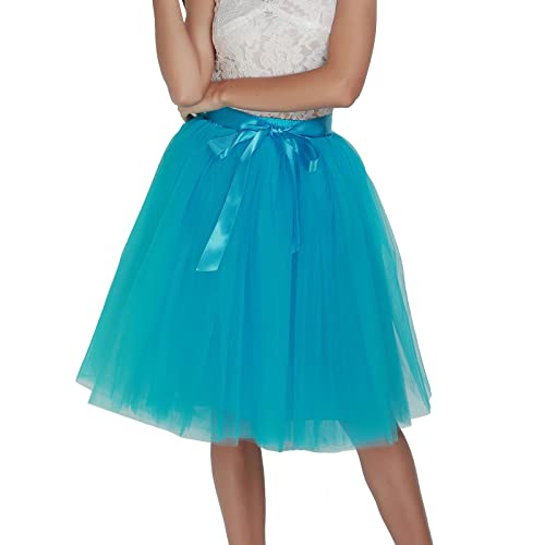 Tüllrock Damen, Tüllrock Damen Karneval Lang Minirock Petticoat Unterrock Tütü Damen Ballettrock Hosenrock Tanzkleid Party Tüllrock Tutu Tüll Rock Faltenrock Ballettrock, Tüllrock (Blue-a, One Size) von Generic