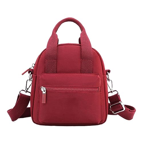 Umhängetasche Hunderte großen Kapazitäten nicht Wasser Nylon Handtasche einfarbig einfache Mode Umhängetasche Hemdbluse Damen Kurzarm Ohne Taschen (Red, One Size) von Generic