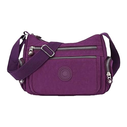 Umhängetasche für Damen, Umhängetasche, Umhängetasche, lässige Nylon-Geldbörse, Handtasche Mehrere Taschen Lässige Cargohose (Purple, One Size) von Generic