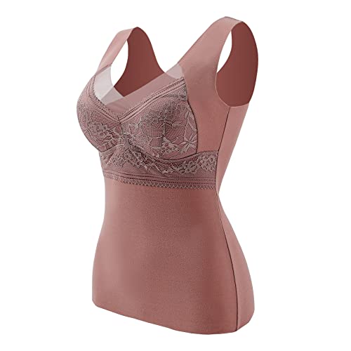 Unterhemd Spitze BH Damen Hemd Winter Warm Thermo Fleece Unterhemden mit BH Damen Ohne Bügel Bustier Thermounterhemd mit Cups V-Ausschnitt Ärmellos Gefütterte Shapewear Tank Top Eingebauter BH (A, XL) Unterhemd Spitze BH Damen Hemd Winter Warm Thermo Fleece Unterhemden mit BH Damen Ohne Bügel Bustier Thermounterhemd mit Cups V-Ausschnitt Ärmellos Gefütterte Shapewear Tank Top Eingebauter BH (A, XL) von Generic