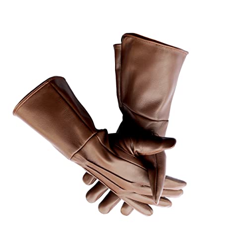 VISTOSO Premium Handschuhe aus echtem Leder, Mittelalter-Kostüm, Cosplay, lange Manschette, Braun, X-Large VISTOSO Premium Handschuhe aus echtem Leder, Mittelalter-Kostüm, Cosplay, lange Manschette, Braun, X-Large von Generic