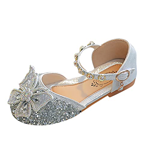 Wagenschuhe Baby Winter Single Infant Princess Crystal Kids Bowknot Dancing Pearl Schuhe Schuhe Schuhe Mädchen Sandalen Schuhe Baby Turnschuhe Kleidung Mädchen 1 Jahr (Silver, 22.5 Toddler) von Generic