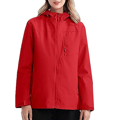 Wanderjacken, wasserdicht, mit Kapuze, Regenjacke, Damen, Softshelljacke, gefüttert, Fleece, winddicht, leicht, winddicht, faltbar, mit Kapuze, rot, 52 Wanderjacken, wasserdicht, mit Kapuze, Regenjacke, Damen, Softshelljacke, gefüttert, Fleece, winddicht, leicht, winddicht, faltbar, mit Kapuze, rot, 52 von Generic