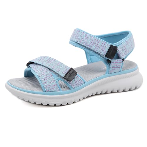 Wandersandalen Damen Sportsandalen -Bequeme Sommersandalen Für Damen Leichte Flache Damensandalen,Blau,35 EU von Generic