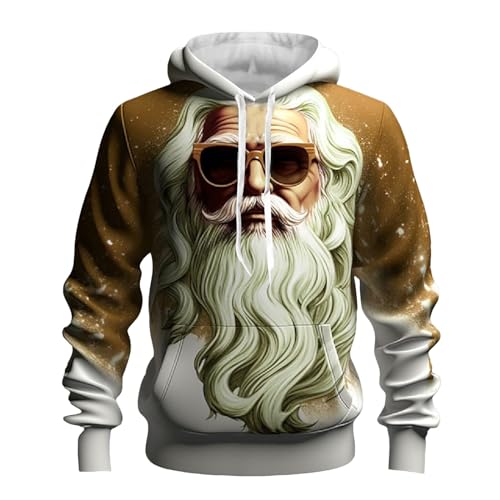 Weihnachtspullover Herren, Weihnachten Pullover Herren Kapuzenpullover Lustige Weihnachtsmann Sweatshirt Langarm 3D Print Hoodie Xmas Weihnachtspulli Ugly Christmas Sweater Winter Casual Hoody von Generic